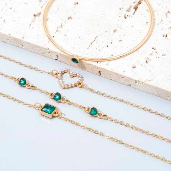 Heart & Square Bracelet Set - Picture 2 of 5